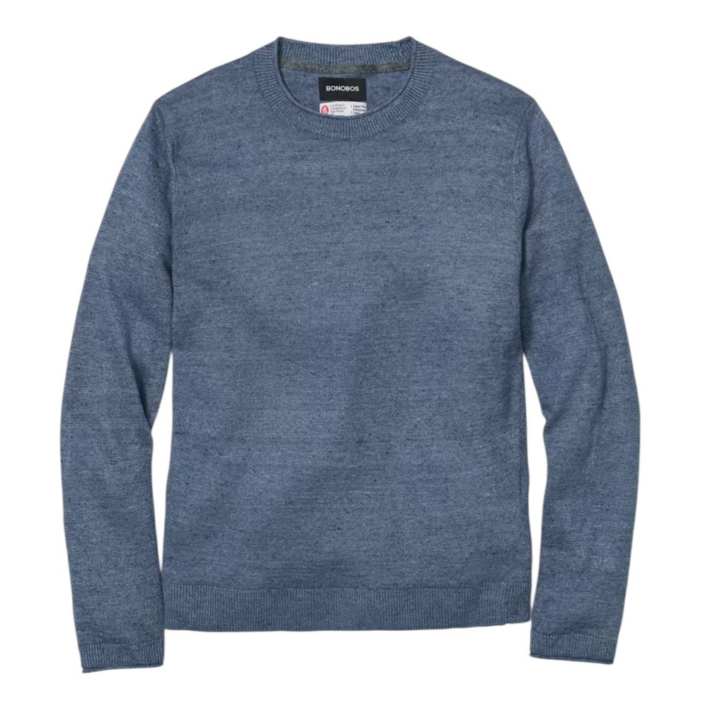 Bonobos Men’s Extra Fine Merino Wool Blue Crewneck Sweater Standard S